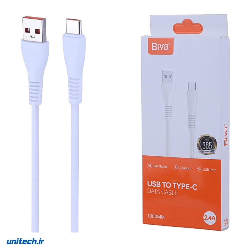 کابل تایپ سی فست شارژ 2.4 آمپر بیوا C07T طول 1 متر3